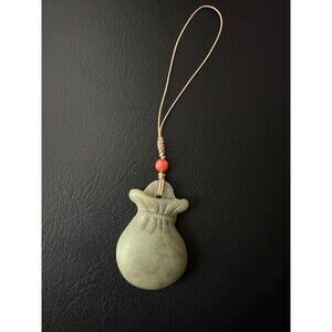 Natural Jade Money Bag Charm | Fortune Bag Pendant | Carved Jade Bag Charm